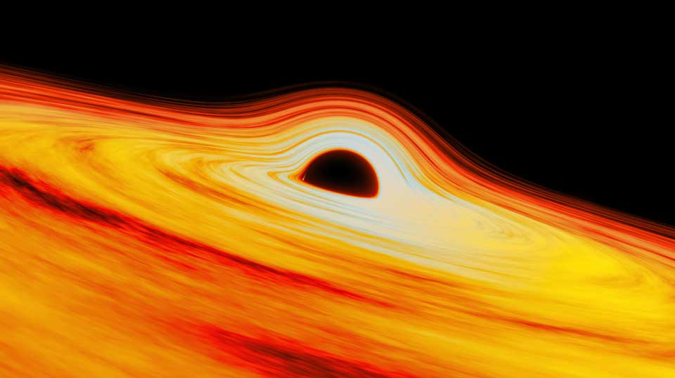 Schwarzes Loch Sagittarius A* im Zentrum der Milchstrasse, künstlerische Darstellung, International Gemini Observatory/NOIRLab/NSF/AURA/J. da Silva/Spaceengine